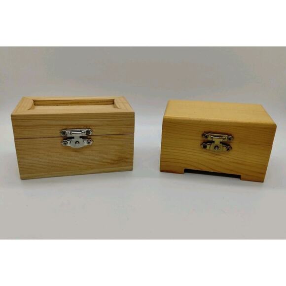2 Nicolecrafts Plain Wood Wooden Square Hinged Storage Box/ Craft Gift Boxes - Picture 1 of 6
